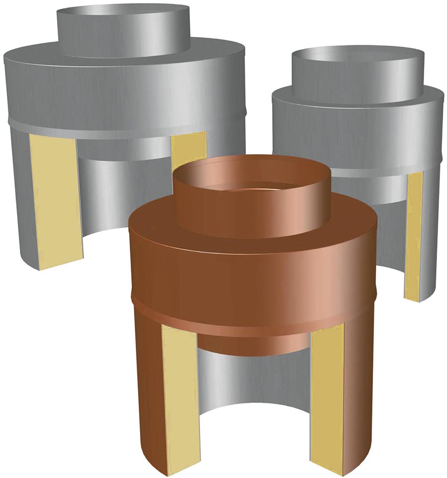 Dila/outlet frame for insulated, double-walled steel chimneys